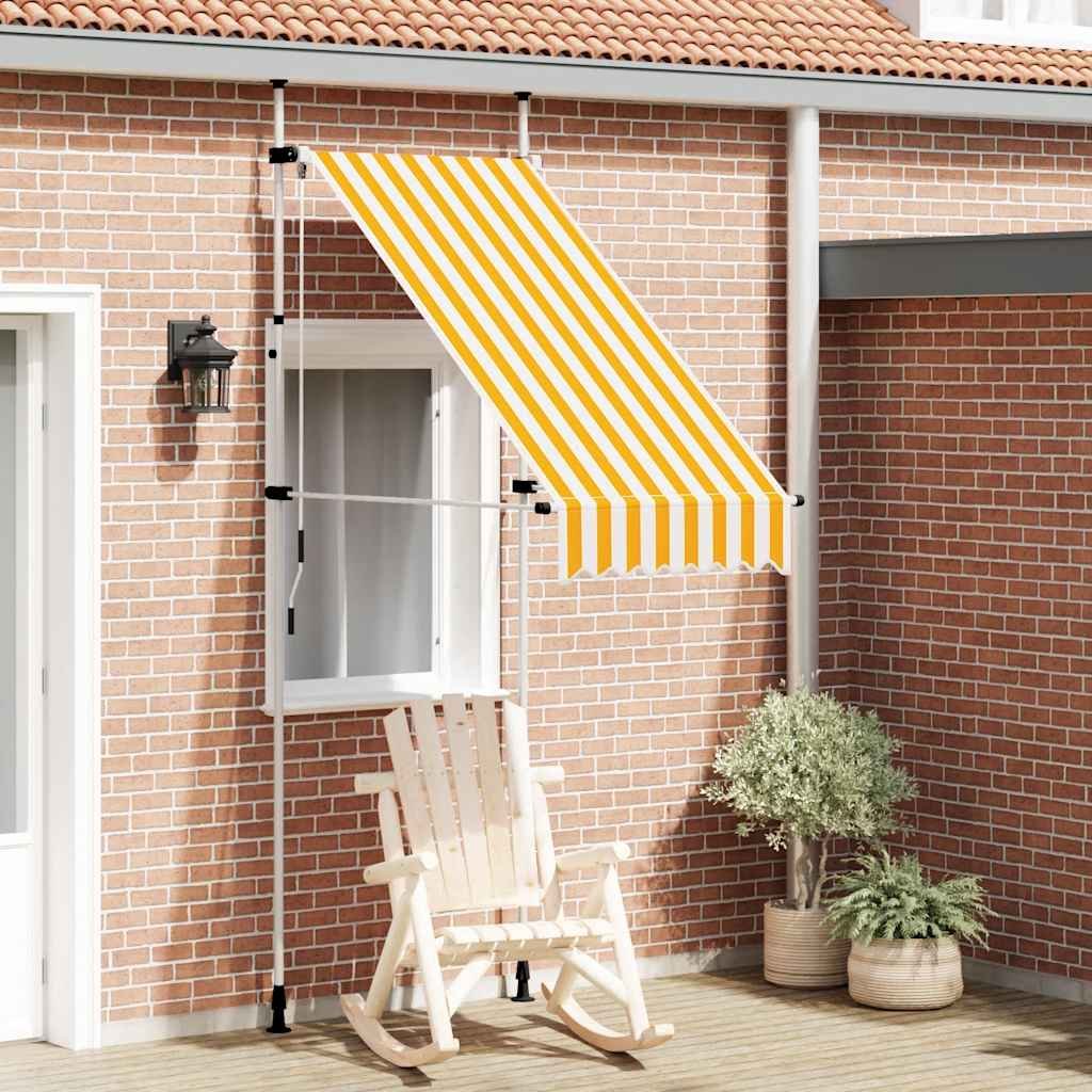 Walplus Manual Polyester Retractable Awning - Orange and White - 100 x 120 cm