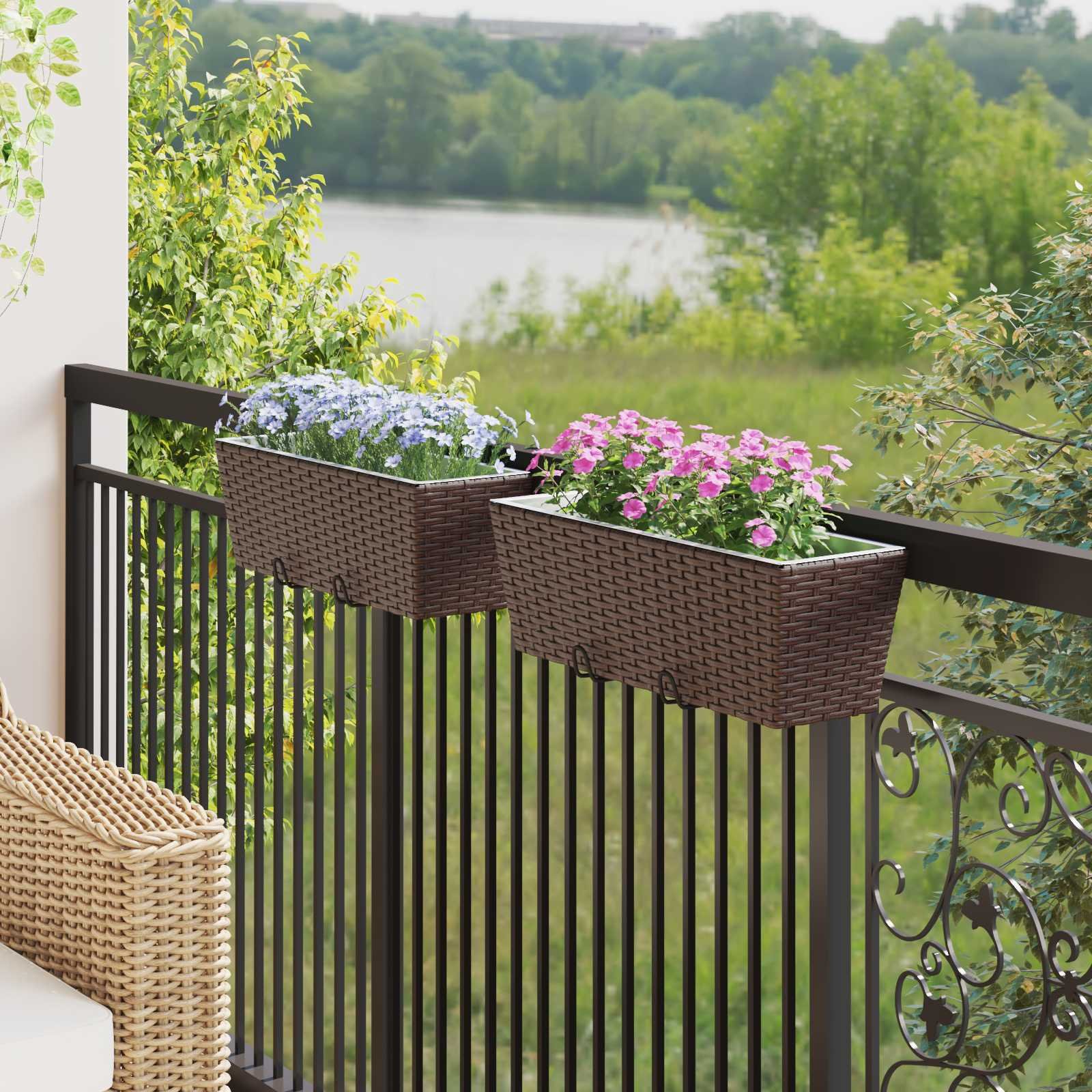Walplus Pack of 2 Metal Garden Planter - 50 x 17 x 17 cm