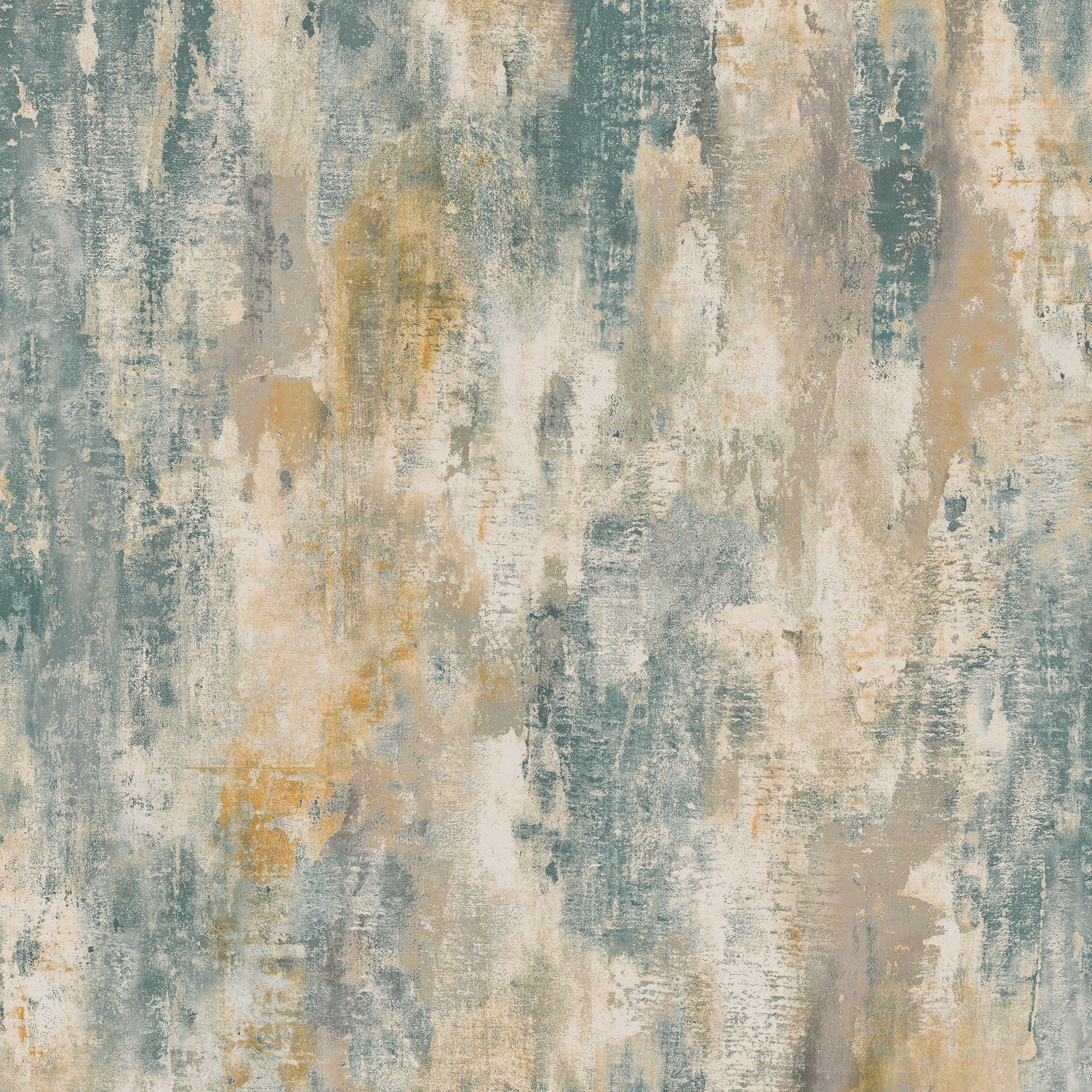 Grandeco Bosa Distressed Shimmer Rustic Plaster effect Wallpaper - Teal Ochre