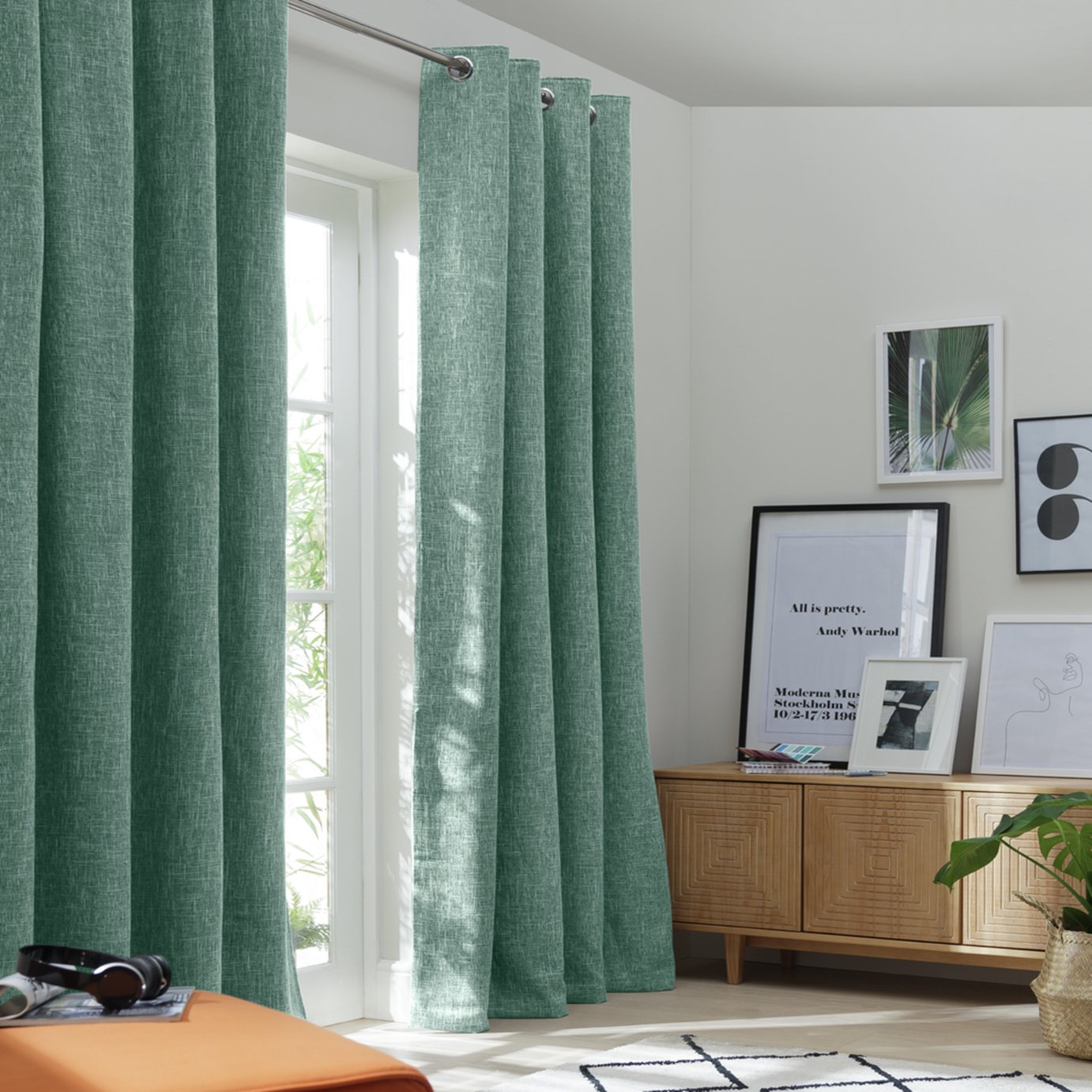Habitat Linen Look Blackout Eyelet Curtain
