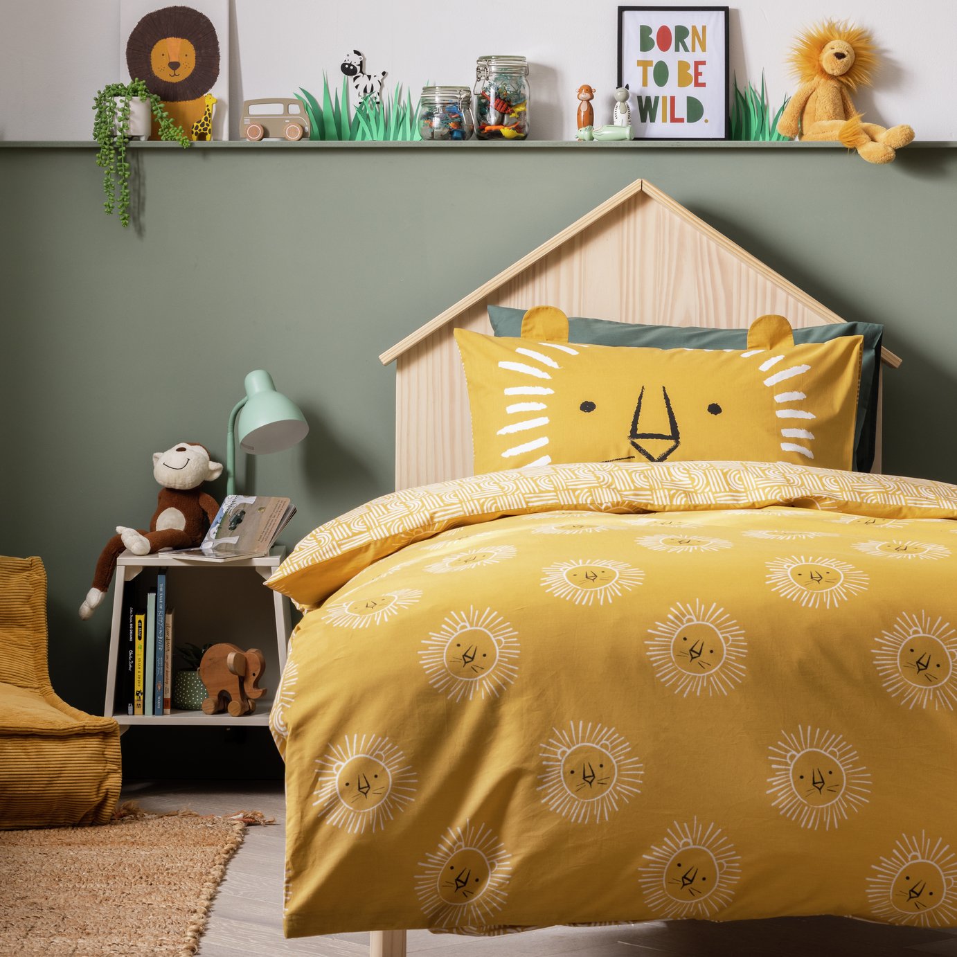 Habitat Cotton Safari Lion Yellow Bedding Set - Single