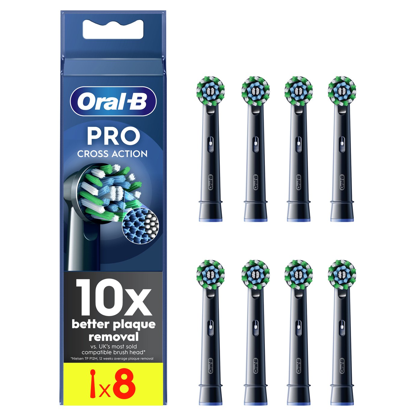 Oral-B Pro Cross Action Toothbrush Heads Black - 8 Pack