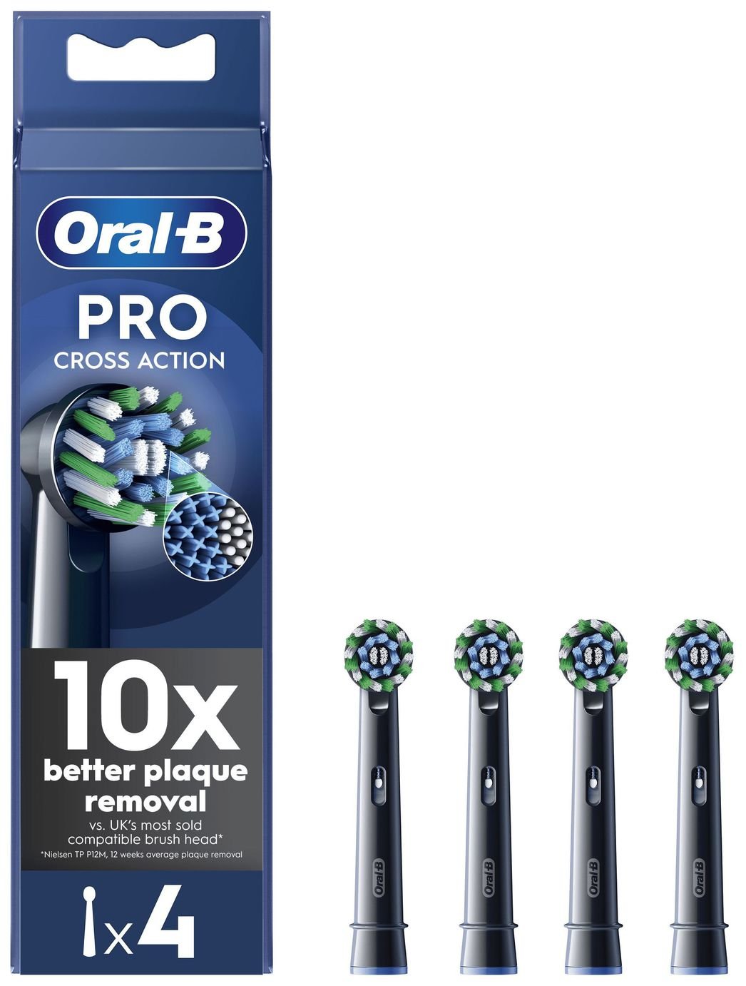 Oral-B Pro Cross Action Toothbrush Heads Black - 4 Pack