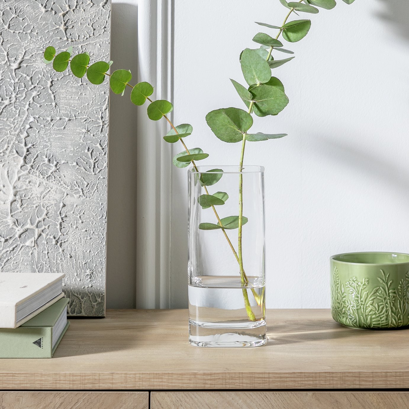 Habitat Small Round Edge Square Glass Vase - Clear