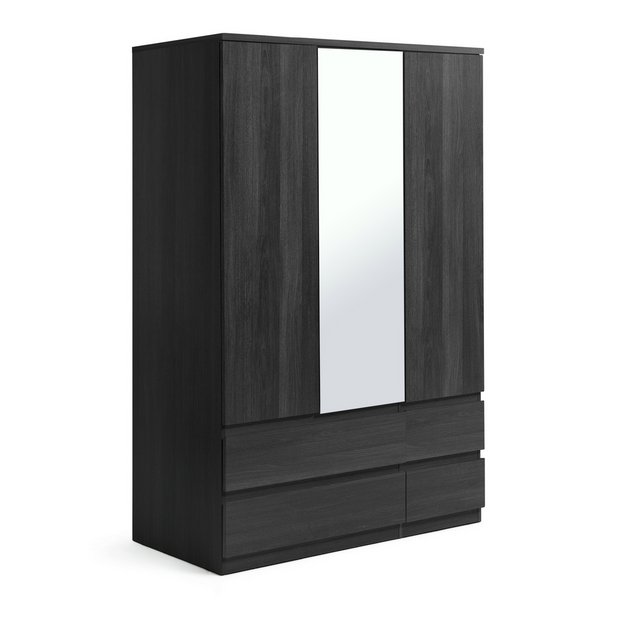 Buy Habitat Jenson 3 Door 4 Drawer Mirror Wardrobe - Black Brown | Wardrobes | Argos