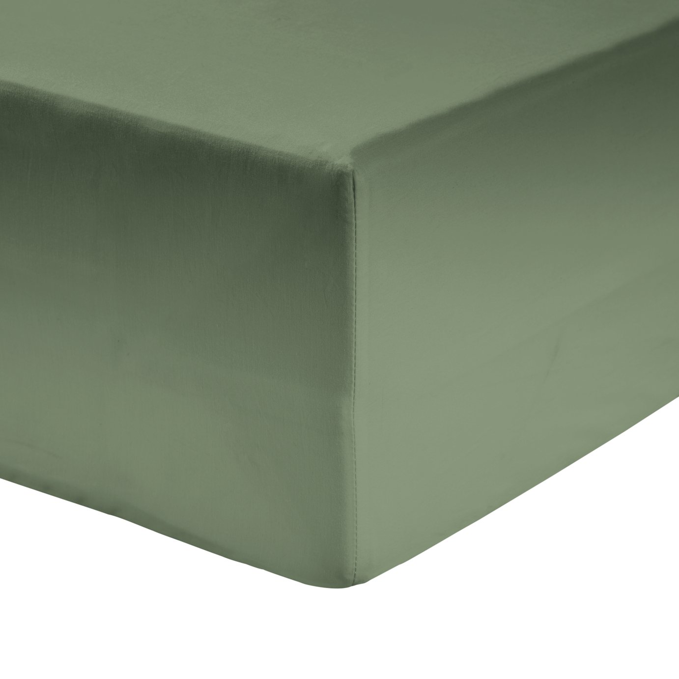 Habitat Cotton Rich 180 TC Plain Green Fitted Sheet - King