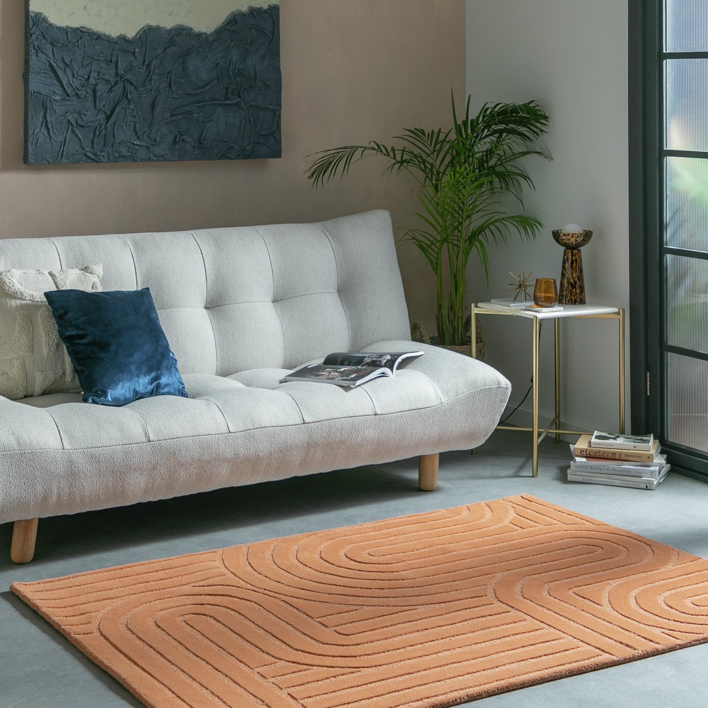 Habitat Mirage Carved Ginger Cut Pile Rug - 160x230cm