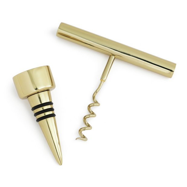 Buy Habitat Gold Tone Corkscrew and Stopper Set | Barware and bar accessories | Argos