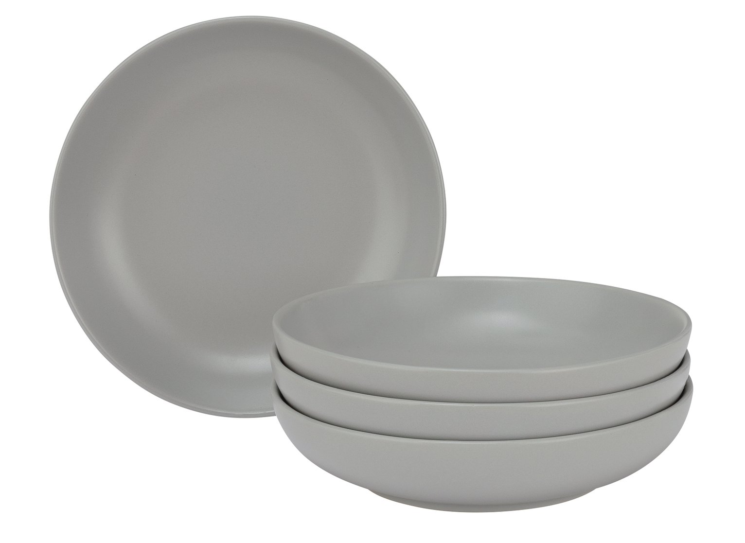 Habitat Brights 4 Piece Stoneware Pasta Bowls - Matt Grey