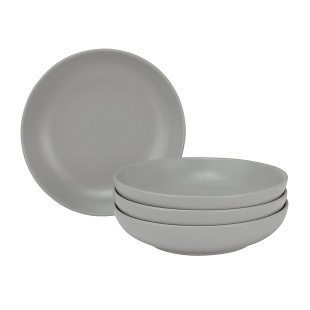 Buy Habitat Brights 4 Piece Stoneware Pasta Bowls - Matt Grey | Bowls | Argos