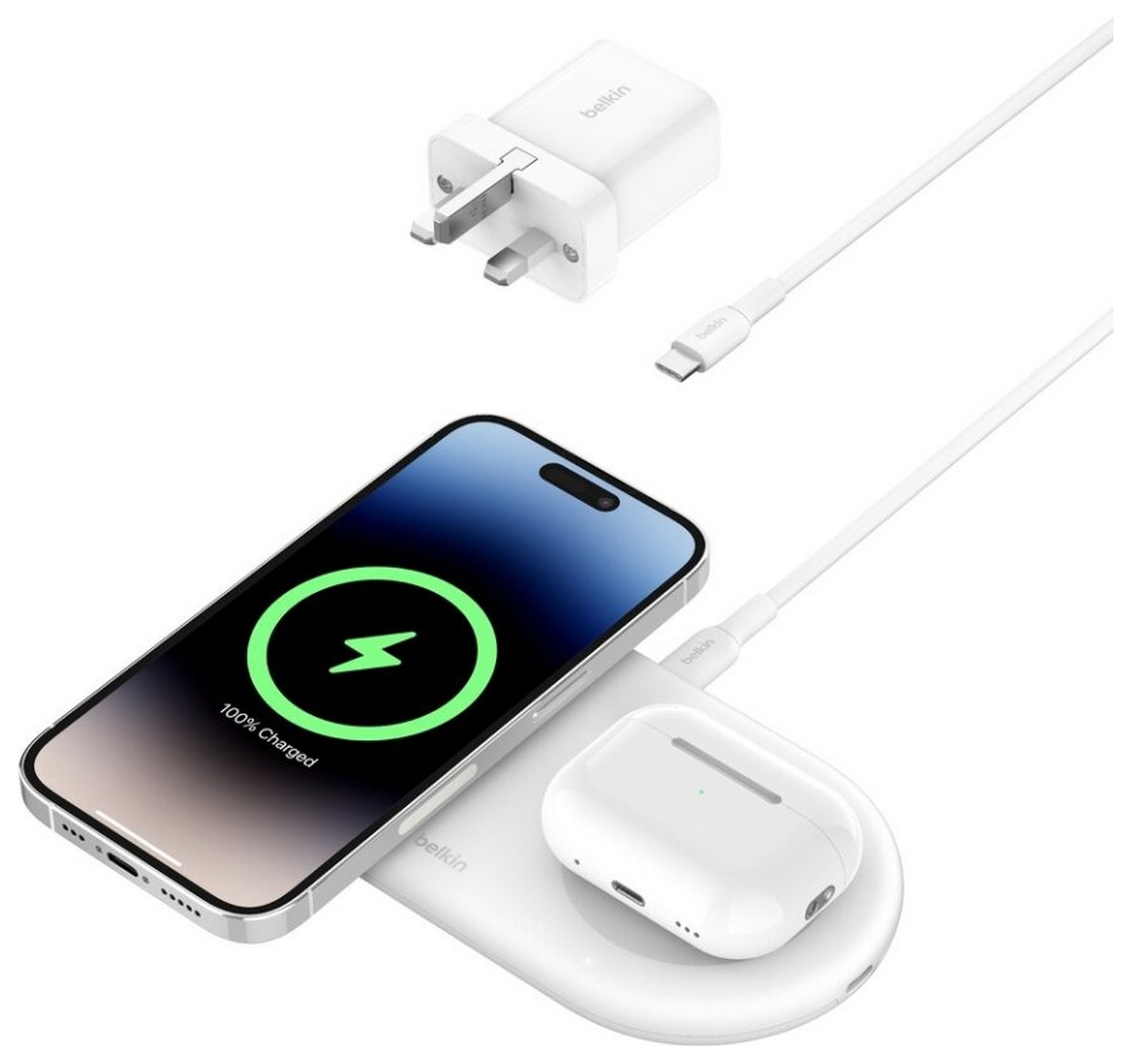 Belkin 2 in 1 MagSafe Compatible Wireless Charger 15W White