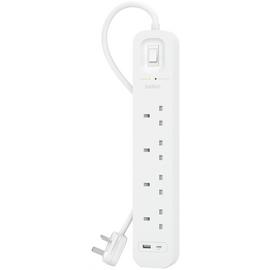 Belkin 4 Socket 2m USB A & C Surge Protected Extension Lead