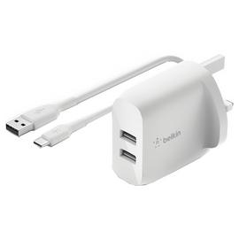 Belkin 24W Dual USB-A Wall Charger & USB-A to USB-C Cable