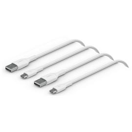Belkin USB-C to USB-A Twin Pack 1m Cables - White