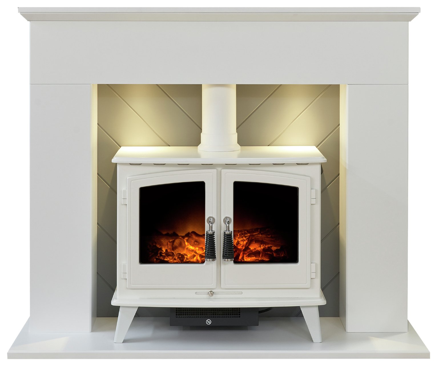 Adam Corinth 1.8kW Woodhouse Electric Stove - White And Grey