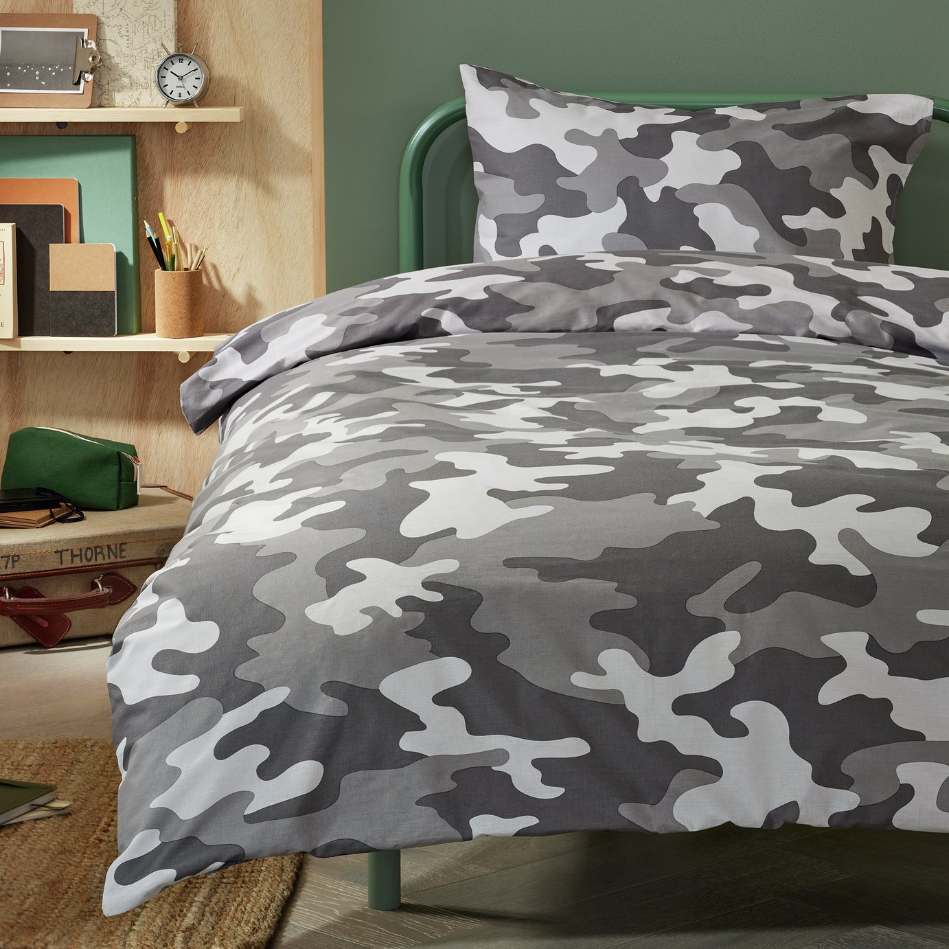 Argos Home Camo Grey Kids Bedding Set