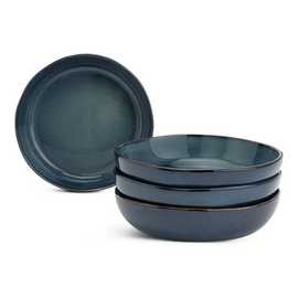 Habitat 4 Piece Reactive Stoneware Pasta Bowls - Navy