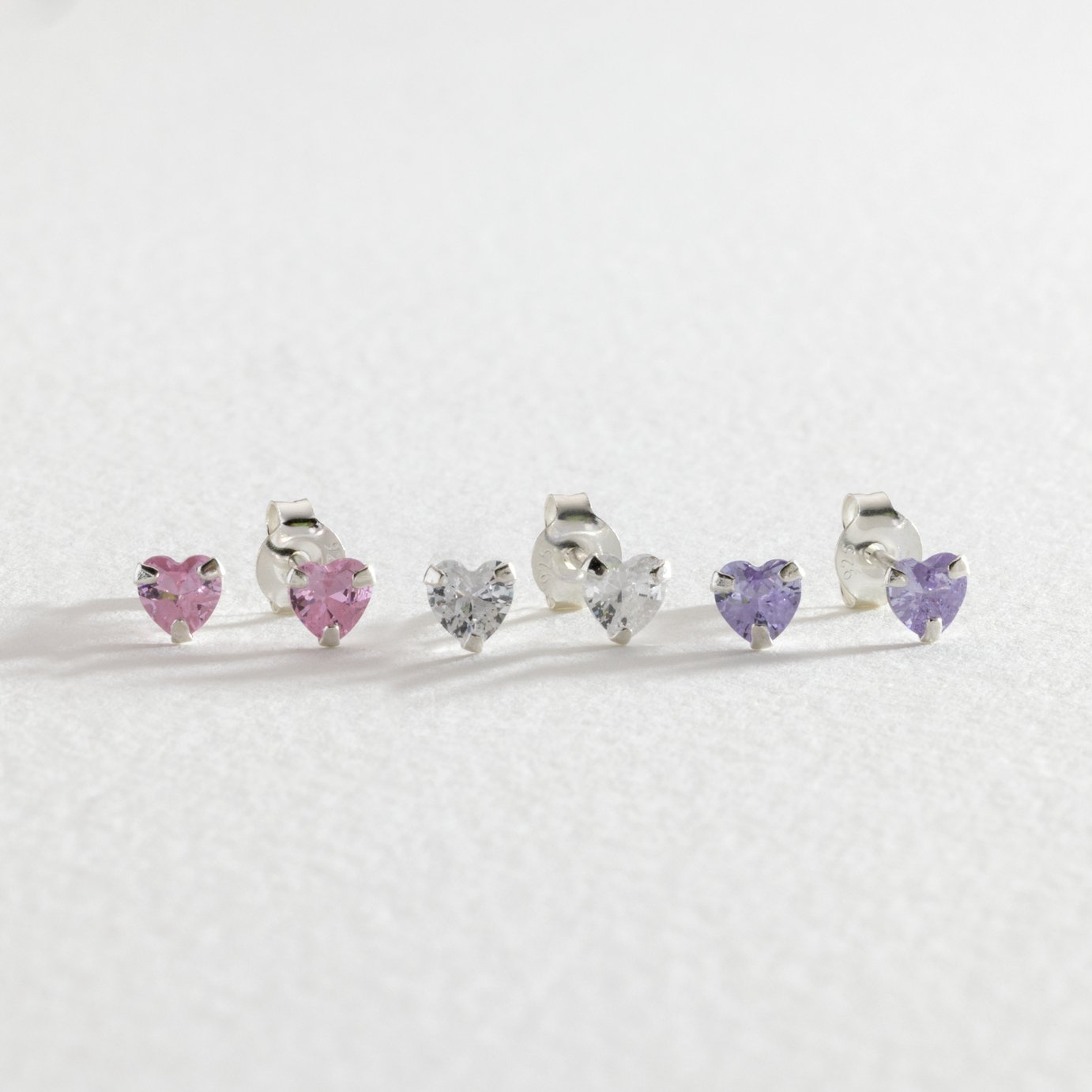 Revere Kid's Sterling Silver Heart Stud Earrings Set of 3 