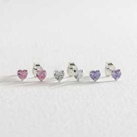 Revere Kid's Sterling Silver Heart Stud Earrings Set of 3