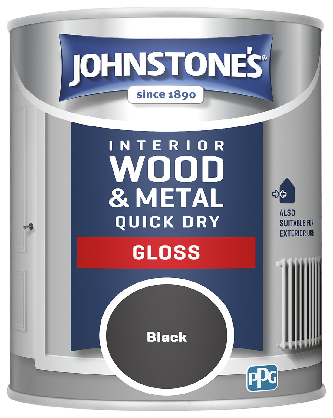 Johnstone's Wood & Metal Gloss Paint - Black 750ml