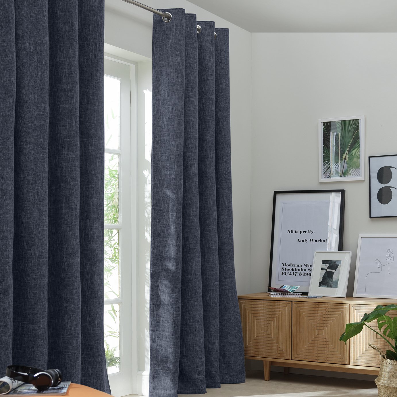 Habitat Blackout Eyelet Curtains - Navy - 168x229cm