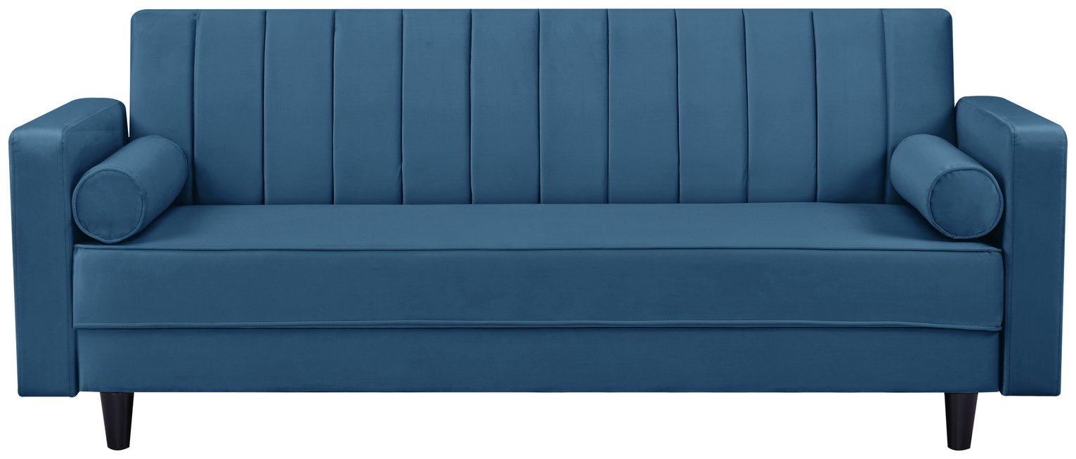 Argos Home Preston Velvet 3 Seater Clic Clac Sofa Bed - Navy
