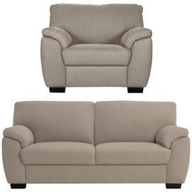 Argos Home Milano Fabric Chair & 3 Seater Sofa - Natural