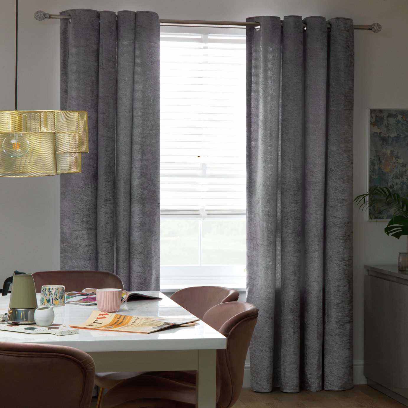 Argos Home Eyelet Curtains - Grey - 117x183cm