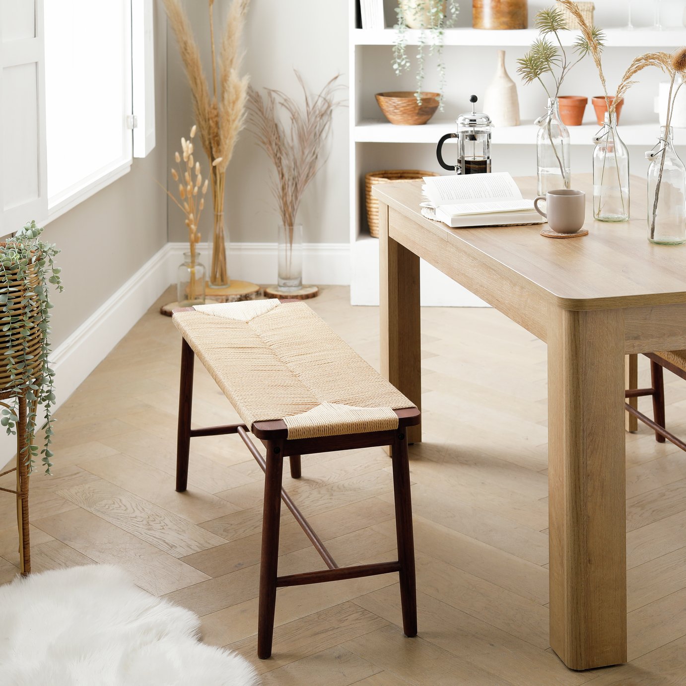 Habitat Hanna Oak Bench - Walnut