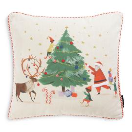 Habitat Christmas Scene Print Cushion - Muticolour - 43x43cm