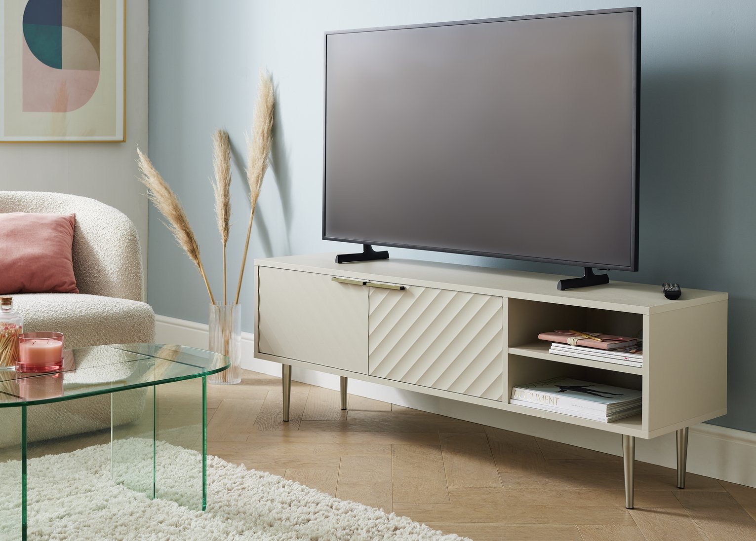 Habitat Oti 2 Door TV Unit - Champagne