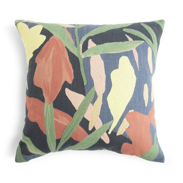 Buy Habitat Embroidered Floral Cushion Multicolor 43X43cm