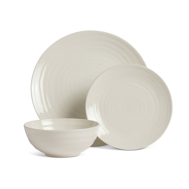 Buy Habitat Ripple 12 Piece Stoneware Dinner Set Cream