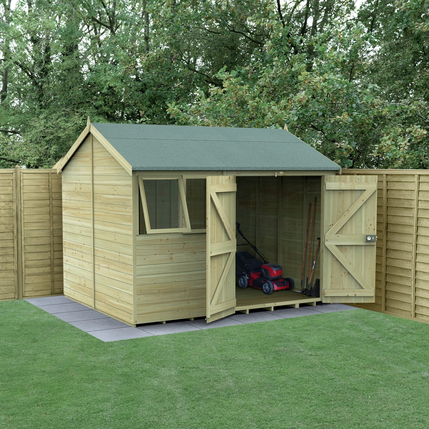 Forest Timberdale Double Door Reverse Apex Shed - 10 x 8ft