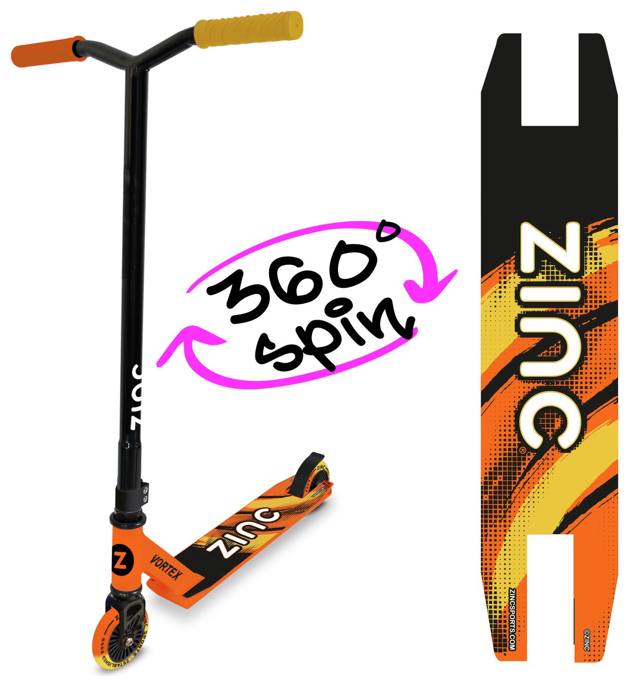 Zinc Vortex Kids Stunt Scooter - Yellow/ Orange
