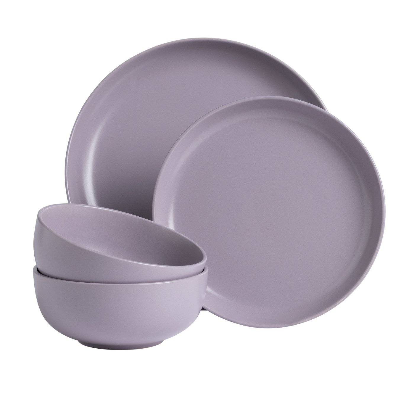 Habitat Matte Glaze 12 Piece Stoneware Dinner Set - Lilac
