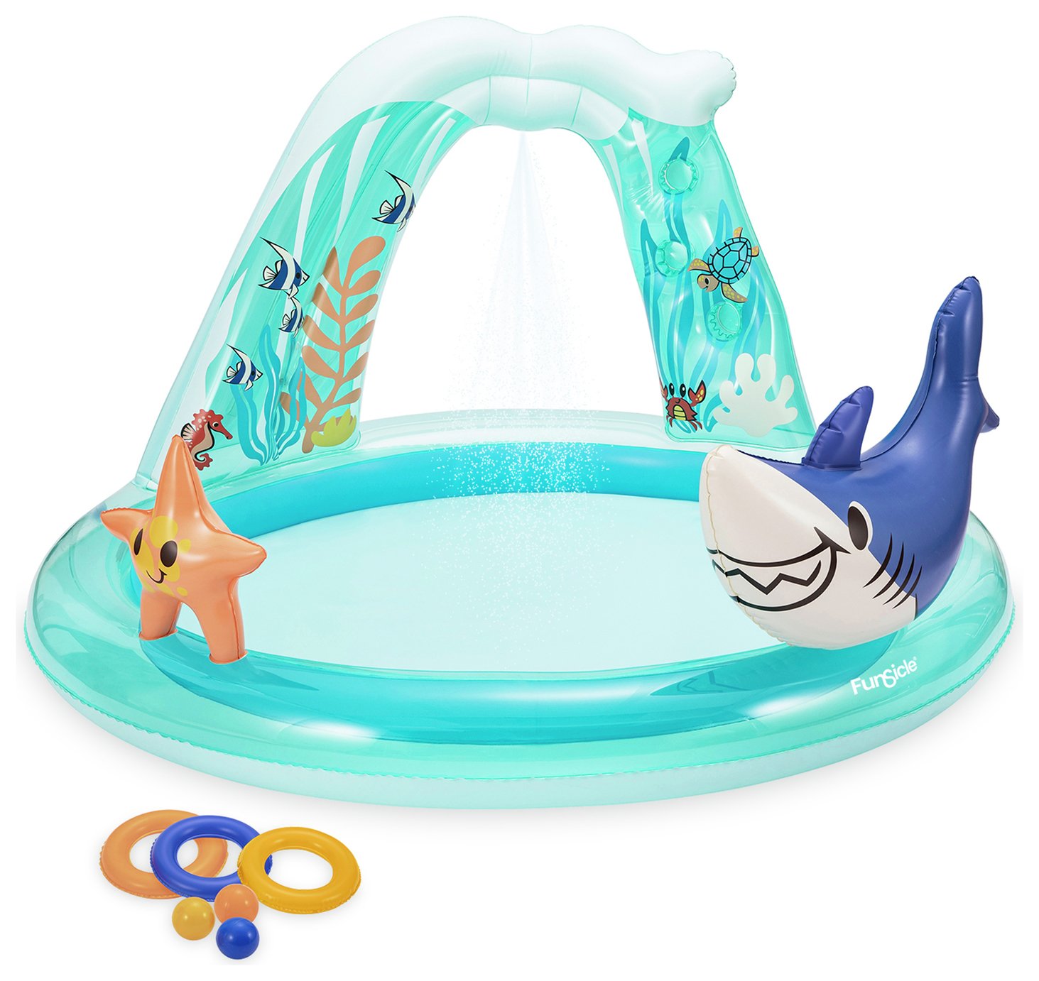 Funsicle 5.8ft Shark Play Centre Paddling Pool - 97L