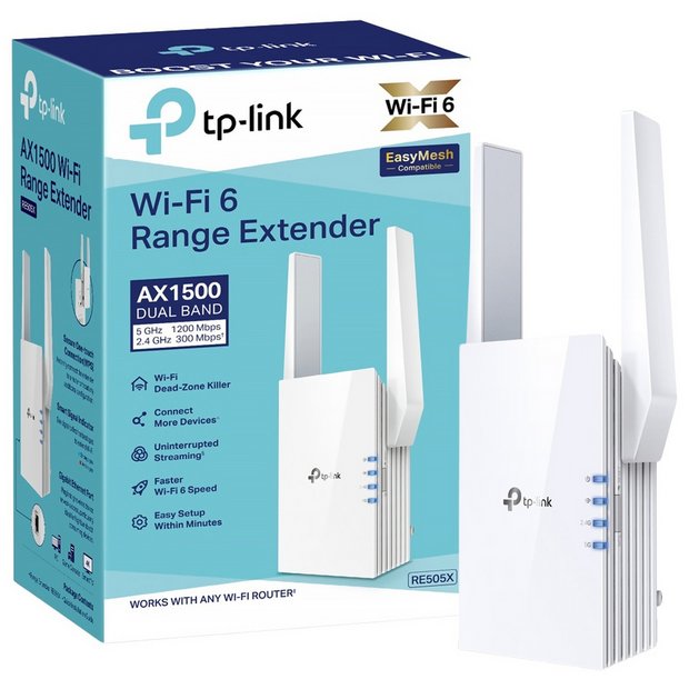 Buy TP Link AX1500 Dual Band Wi Fi 6 Range Extender Wireless routers Argos
