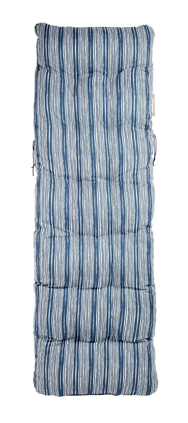Argos Home Coastal Stripe Garden Relaxer Chair Cushion-Blue