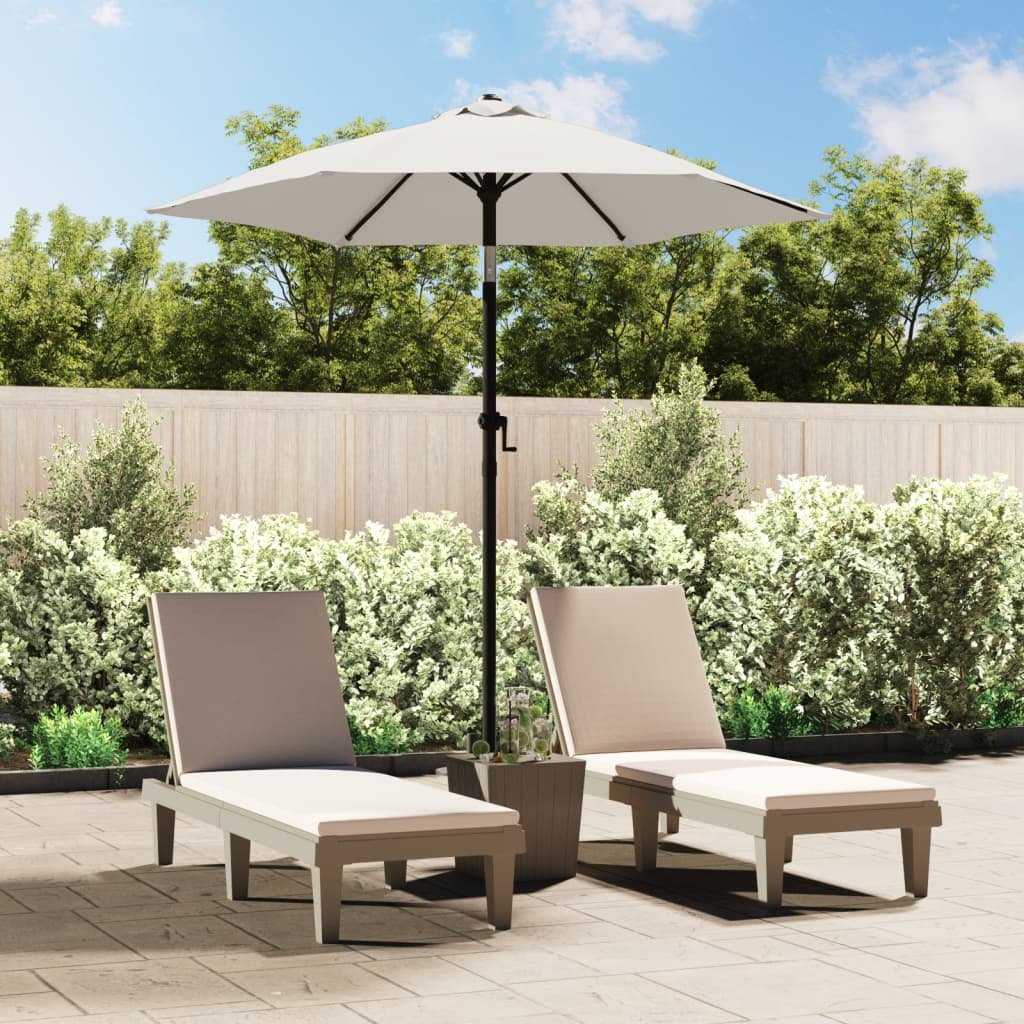 Walplus Polyester Garden Parasol - Sand White and Dark Grey - 200 x 224 cm