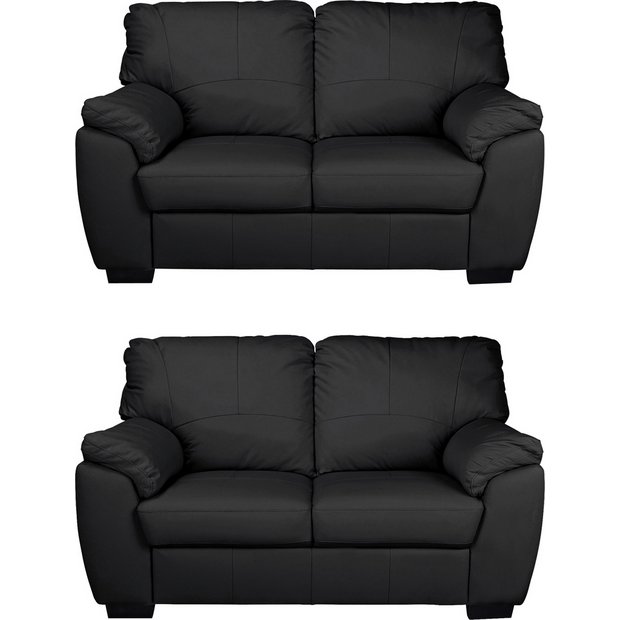 Two seater clearance black sofa