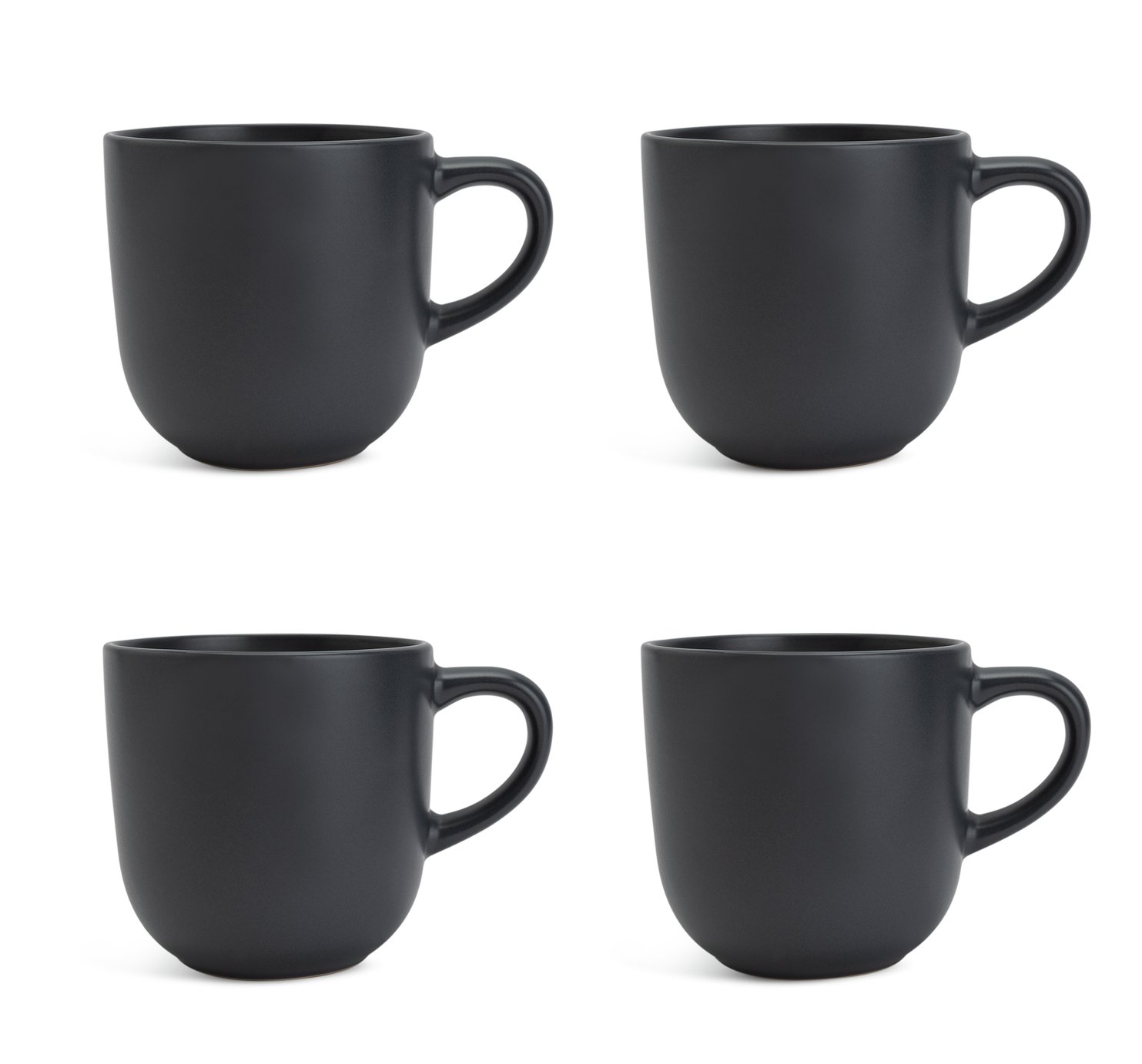 Habitat Matte Glaze Set of 4 Stoneware Mugs - Charcoal