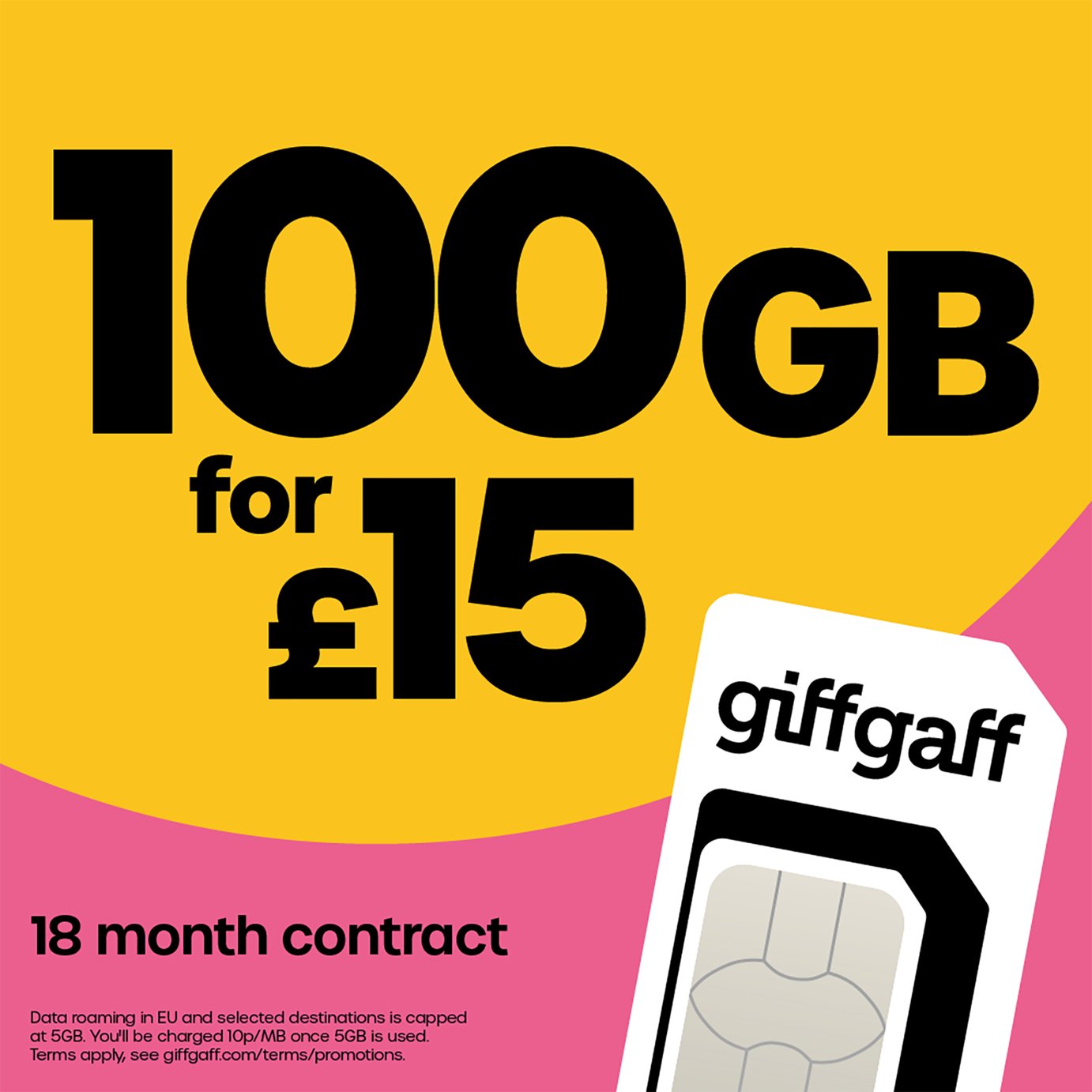 giffgaff 100 GB 18 month good contract SIM card