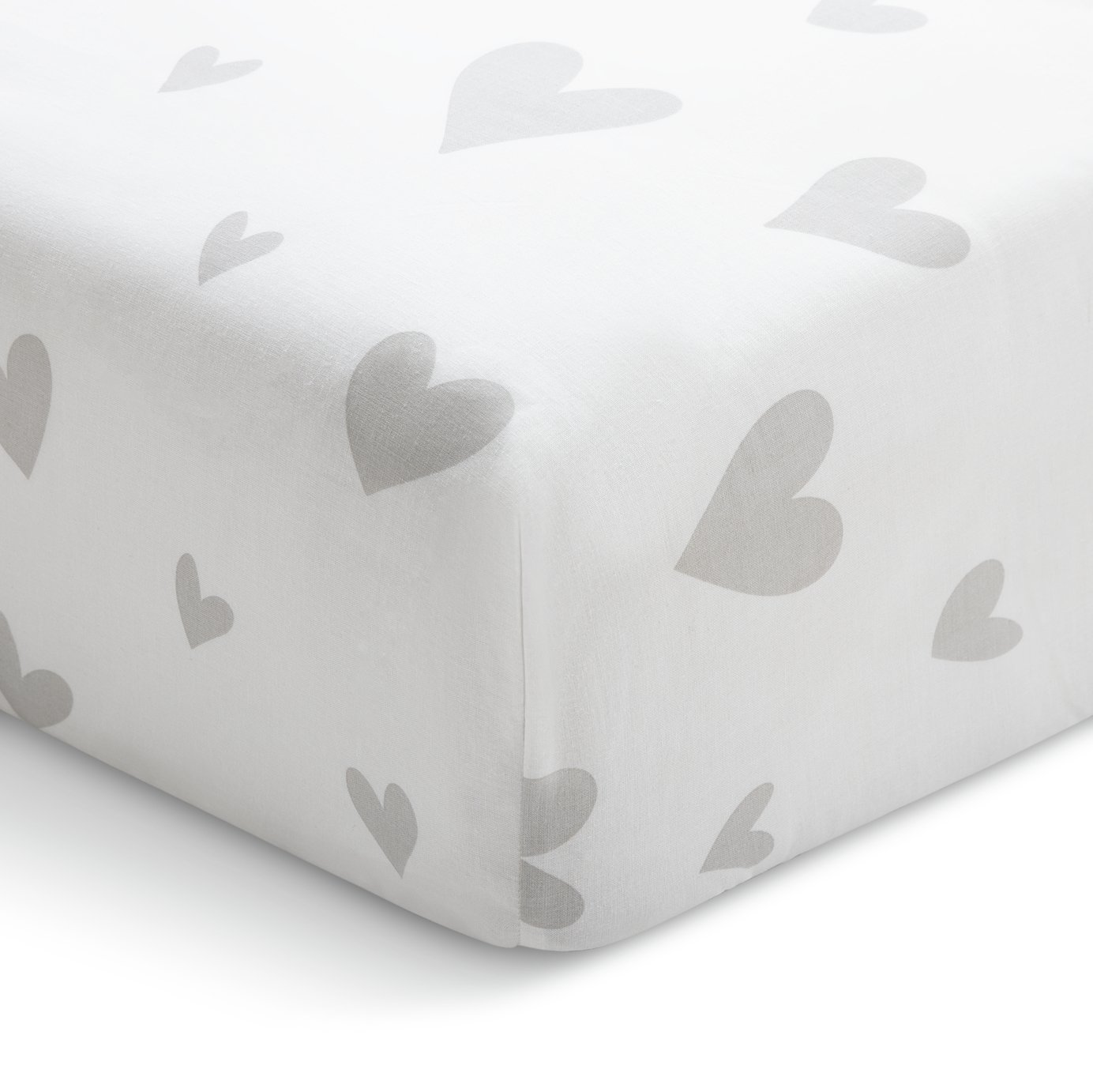Argos Home Hearts Printed White Fitted Sheet