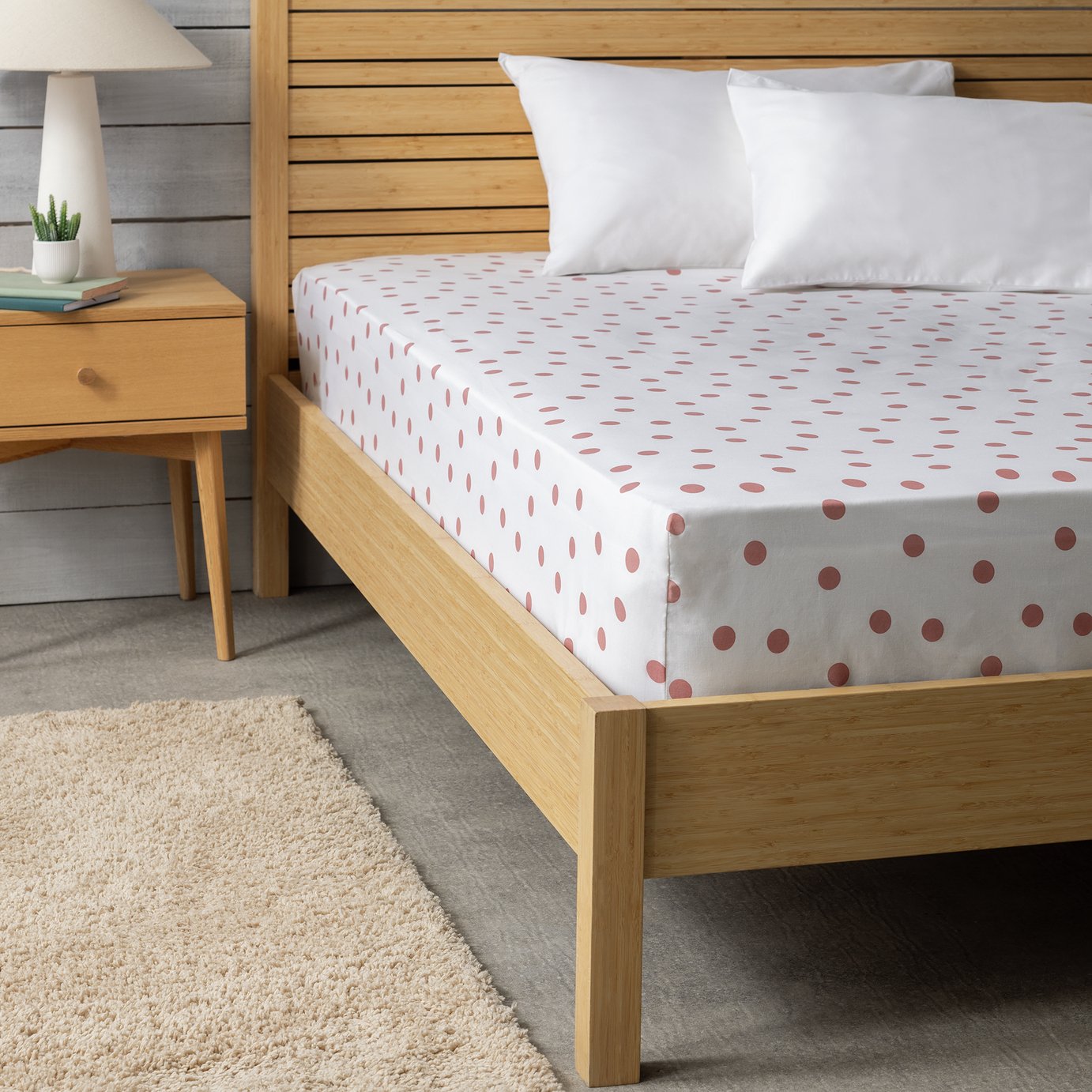 Argos Home Spot Printed Pink Fitted Sheet