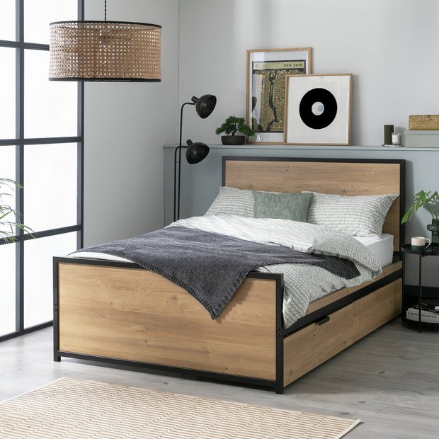 Buy Habitat Loft Living Double Wooden Storage Bed Frame Oak Bed frames Argos