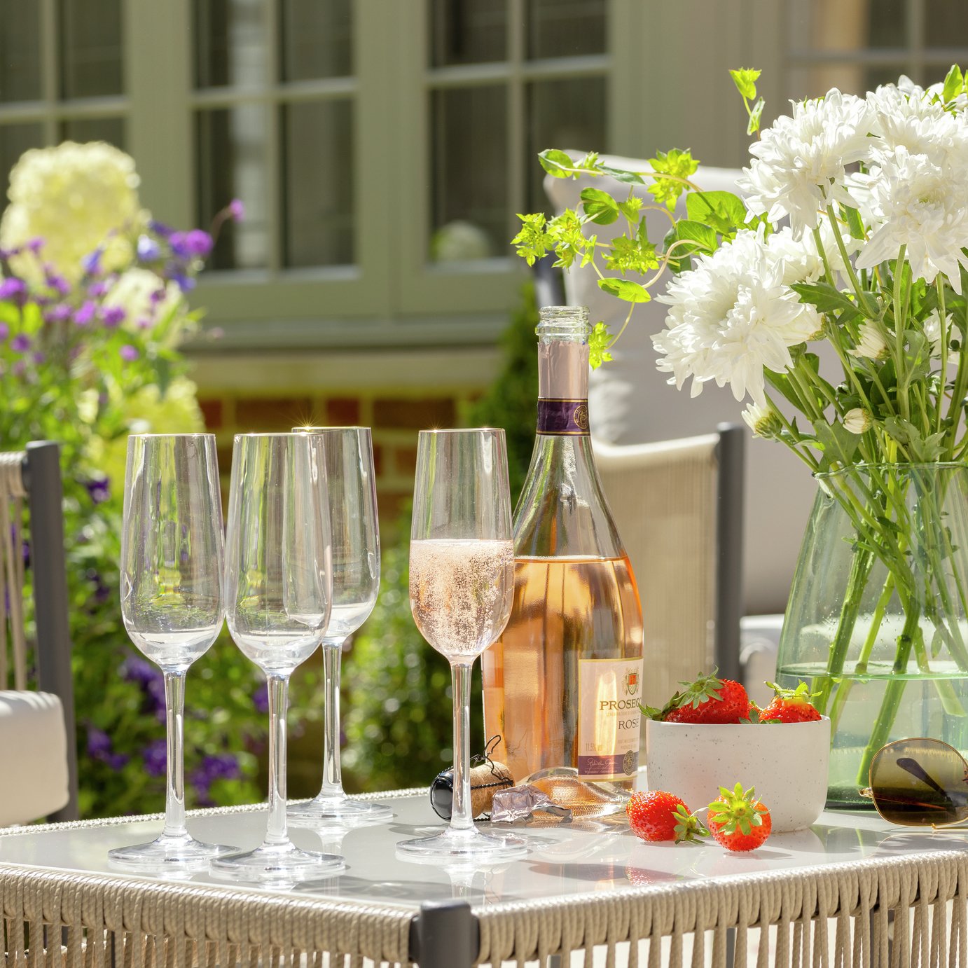 Habitat Plastic Gold Rim Prosecco Glass - Pack of 4