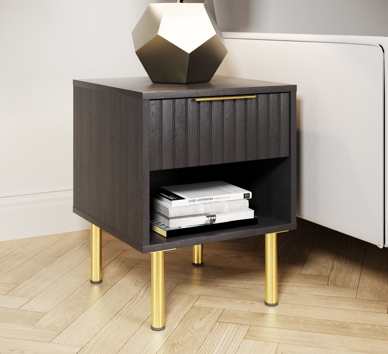 GFW Nervata 1 Drawer Side Table - Black