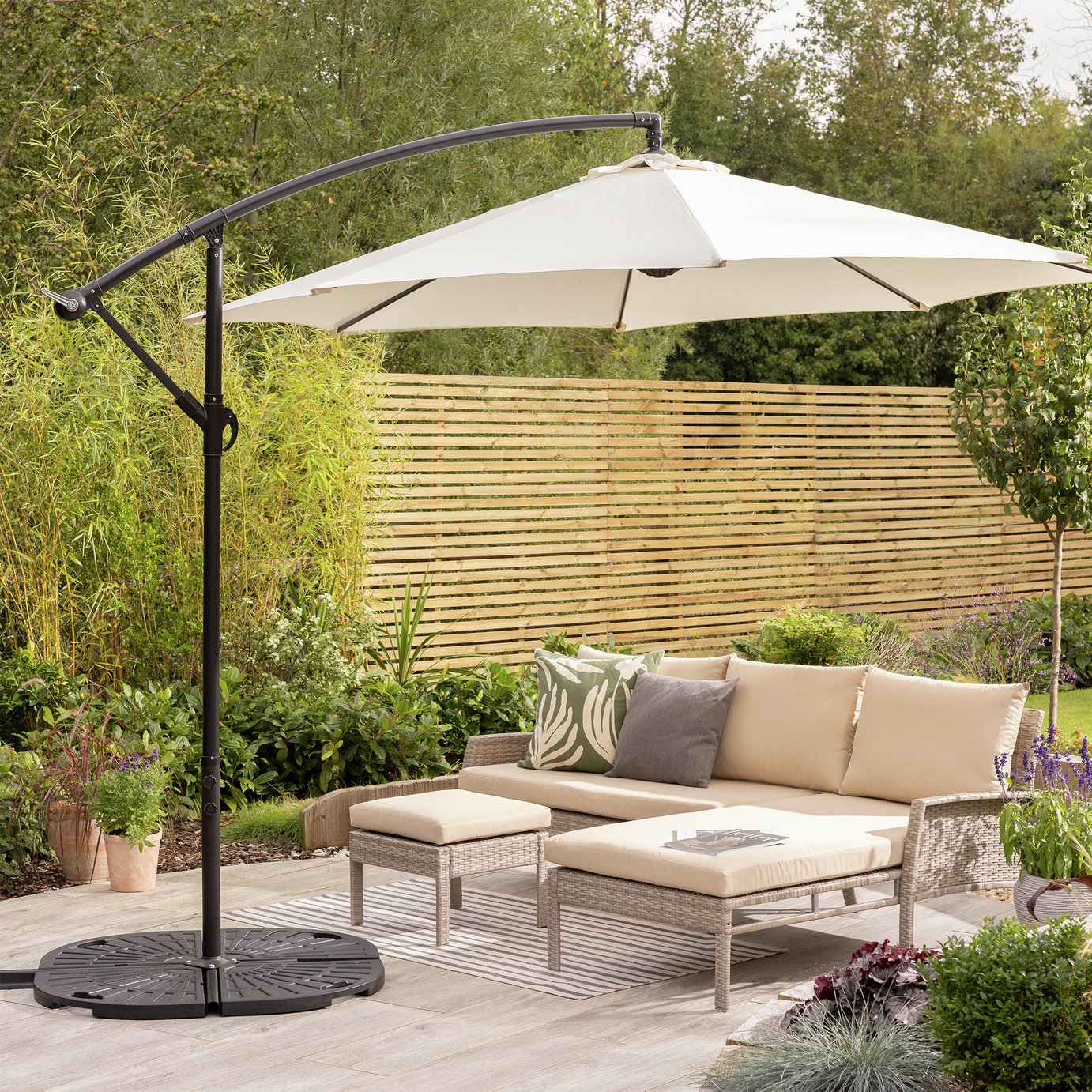 Habitat 3m Overhanging Garden Parasol - Cream