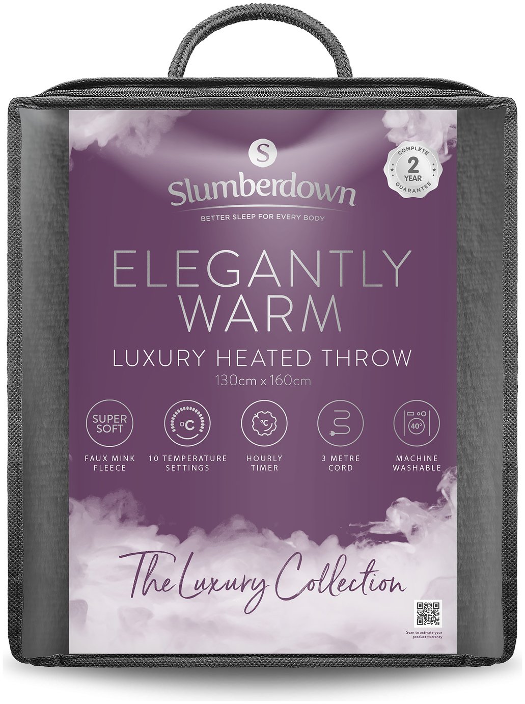 Slumberdown Elegantly Warm Luxury Heated Throw - Charcoal